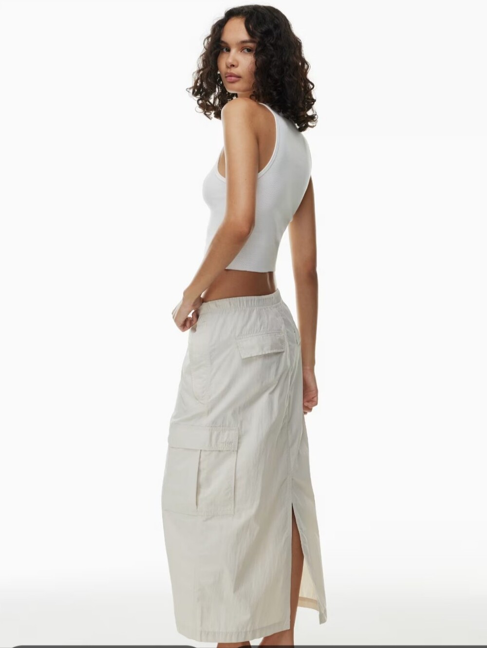 wild fable Cream Cargo Midi Skirt - Utility Pocket Pencil